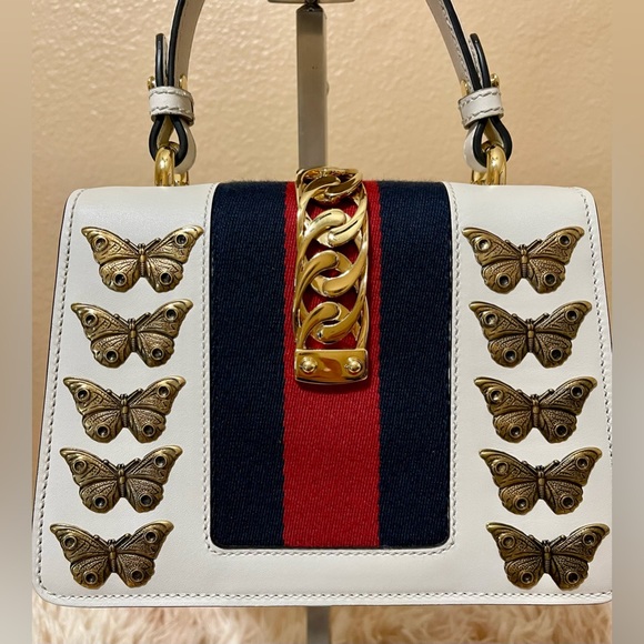 GUCCI Sylvie Top Handle Bag Embellished Leather Mini - Picture 5 of 13